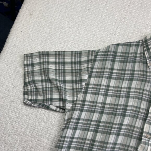 VTG Arnold Palmer Shirt Men L Tall Blue Green Button Down Silk Feel Read - Picture 3 of 15